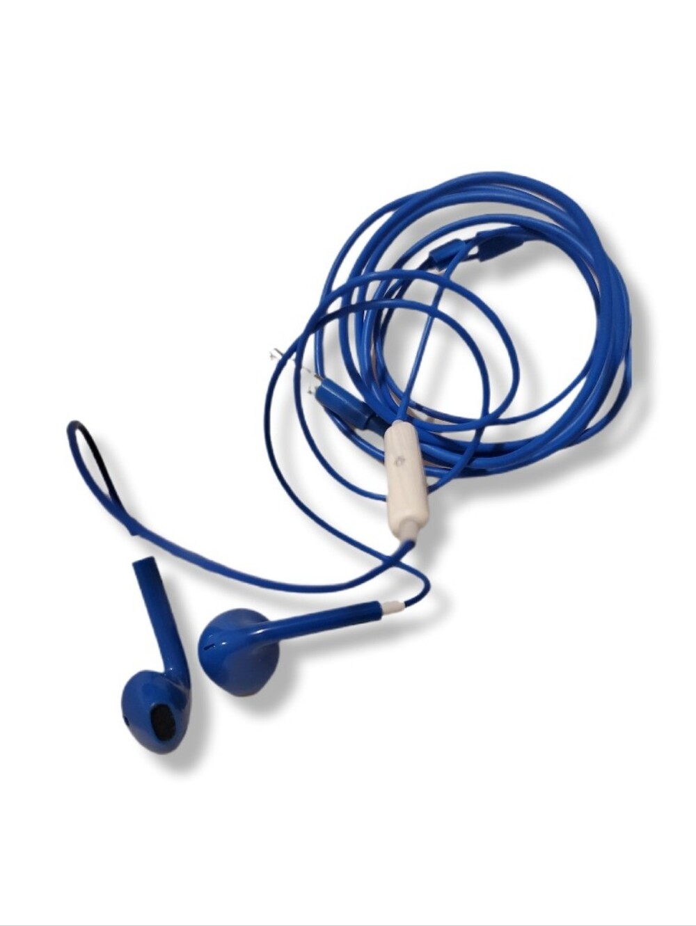 Blue Wired Earbuds with In-Line Microphone